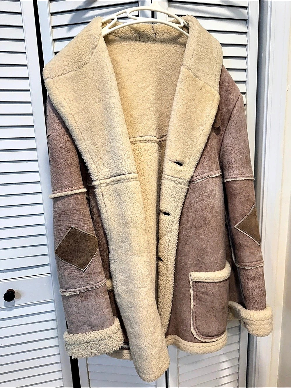Shearling-Style Jacket in Brown & Cream